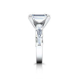 3Ct Emerald Cut Diamond Milgrain Solitaire Engagement Ring 14K White Gold Finish
