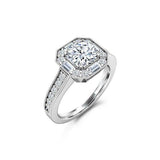 Antique Halo Art Deco Engagement Ring 2ct Round Cut Diamond 14k WhiteGold Finish