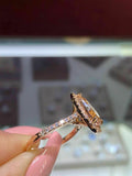 2ct Pear Cut Peach Morganite Gatsby Halo Engagement Ring 14k Rose Gold Finish