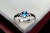 0.4ct Engagement Ring Oval Cut Blue Topaz Solitaire Women 14k White Gold Finish