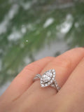 1.9ct Marquise Cut Diamond Split Band Halo Engagement Ring 14k White Gold Finish