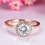 1.7ct Round Cut VVS1D Diamond Engagement Ring Halo Solitaire 14k RoseGold Finish
