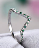 3Ct Round Cut Green Emerald Diamond Stackable Wedding Band 14K White Gold Finish