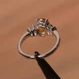 2.3ct Engagement Ring Oval Yellow Citrine Stylish Art Deco 14k White Gold Finish