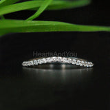 0.5ct Round Cut Moissanite Minimal Curved Stackable Band 14K White Gold Plated