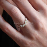 0.5ct Round Cut Moissanite Cluster Curved Wedding Band 14k White Gold Plated