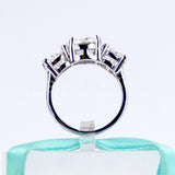 2.25ct Round Cut Moissanite Three Stone Engagement Ring 14k White Gold Plated
