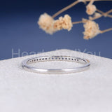 0.3ct Round Cut Simulated Sapphire Half Eternity Wed Band 14k White Gold Plated