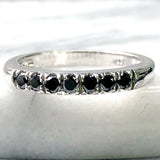 0.3ct Round Cut Black Diamond 7 Stone Wedding Engagement Ring 14k WhiteGold Over