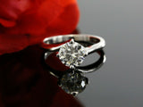 1.1ct Round Cut Diamond Twisted Solitaire Engagement Ring 14k White Gold Finish