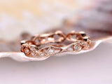 Filigree Floral Design Wedding Ring Band 1ct Round Cut Diamond 14k RoseGold Over