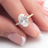 2.3ct Oval Simulated Diamond Solitaire with Accents Ring 14k Yellow Gold Plated