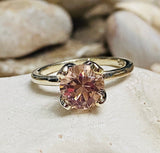 2ct Round Cut Simulated Peach Morganite Solitaire Ring 14k White Gold Plated