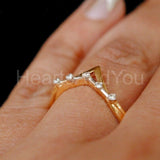 0.5ct Round Cut Moissanite Tiara Crown Chevron Women Ring 14K Yellow Gold Plated