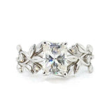 2ct Radiant Cut Diamond Engagement Ring Flower Leaf Solitaire 14k WhiteGold Over