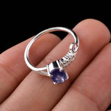 0.5ct Oval Cut Blue Tanzanite Solitaire with Accent Ring 14k White Gold Finish