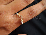 0.3ct Round Cut Moissanite Geometric Bar Engagement Ring 14K Yellow Gold Plated