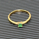 0.3ct Engagement Ring Princess Cut Green Emerald Solitaire 14k YellowGold Finish