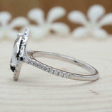 2ct Pear Cut Black Diamond Engagement Ring Halo 14k WhiteGold Finish with Accent