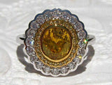 4.5ct Oval Cut Yellow Sapphire Double Halo Engagement Ring 14k White Gold Finish