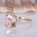 1.5ct Oval Peach Morganite Accent Solitaire Engagement Ring 14k Rose Gold Over