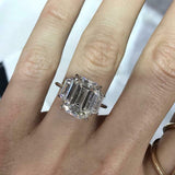 2ct Emerald Cut Diamond Engagement Ring 14k White Gold Finish Trilogy Solitaire