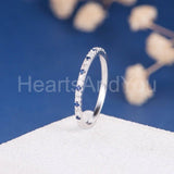 0.4ct Round Cut Simulated Sapphire Minimalist Wedding Band 14k White Gold Plated