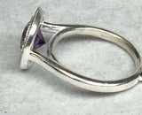 2ct Round Cut Purple Amethyst Filigree Halo Solitaire Ring 14k White Gold Finish