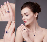 2.55ct Engagement Ring Cushion Cut Sapphire Cluster Accent 14k White Gold Finish