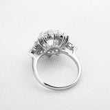 4.5ct Round Cut Diamond Engagement Ring Floral Cocktail 14k White Gold Finish