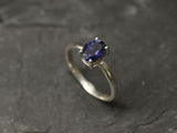 0.8ct Engagement Ring Oval Cut Blue Tanzanite Solitaire 14k White Gold Finish