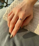 0.3ct Engagement Ring Pear Cut Blue Tanzanite Minimalist 14k Yellow Gold Finish