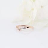 0.3ct Round Cut Moissanite Curved Stackable Wedding Band 14k White Gold Plated