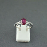 1.3ct Engagement Ring Oval Cut Ruby Solitaire with Accent 14k White Gold Finish