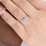 0.5ct Round Cut Simulated Aquamarine Minimal Garnet Ring 14k White Gold Plated