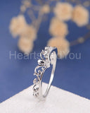 0.1ct Round Cut Moissanite Princess Crown Engagement Ring 14k White Gold Plated