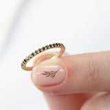 0.3ct Round Cut Simulated Black Diamond Minimalist Band 14k Yellow Gold Plated