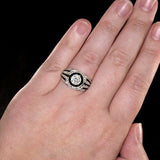4Ct Round Cut Black Diamond ArtDeco Cocktail Engagement Ring 14K White Gold Over