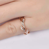 1ct Round Cut VVS1 Diamond Engagement Ring Leaf Branch Vine 14k Rose Gold Finish