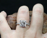 1ct Asscher Cut Diamond Engagement Ring Petite Round Accents 14k White Gold Over