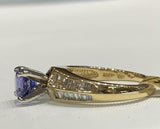 4ct Engagement Ring Round Cut Blue Sapphire Cocktail 14k Yellow Gold Finish