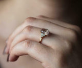 1.5ct Cushion Cut Peach Morganite Petite Round Accents Ring 14k Yellow Gold Over