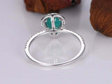 1.5ct Pear Cut Green Emerald Engagement Ring Diamond Halo 14k White Gold Finish