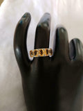 2.5ct Wedding Ring Band Oval Cut Yellow Citrine Five Stone 14k White Gold Finish