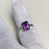2.1ct Purple Amethyst Cut Cross Shank Solitaire Women Ring 14k White Gold Finish