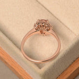 1.2ct Engagement Ring Oval Cut Morganite Diamond Halo Floral 14k RoseGold Finish
