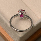 2.25ct Engagement Ring Oval Cut Pink Ruby 4 Prong Solitaire 14k WhiteGold Finish