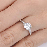 1.7ct Round Cut Diamond Engagement Ring Accents Solitaire 14k White Gold Finish