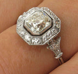 4.5ct Cushion Diamond Halo Milgrain Vintage Engagement Ring 14K White Gold Over