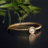 0.2ct Round Cut Moissanite Twisted Rope Engagement Ring 14K Yellow Gold Plated